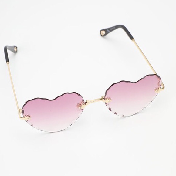 NEW Rimless Beveled Heart Shape Crystal Sunglasses - Picture 8 of 12